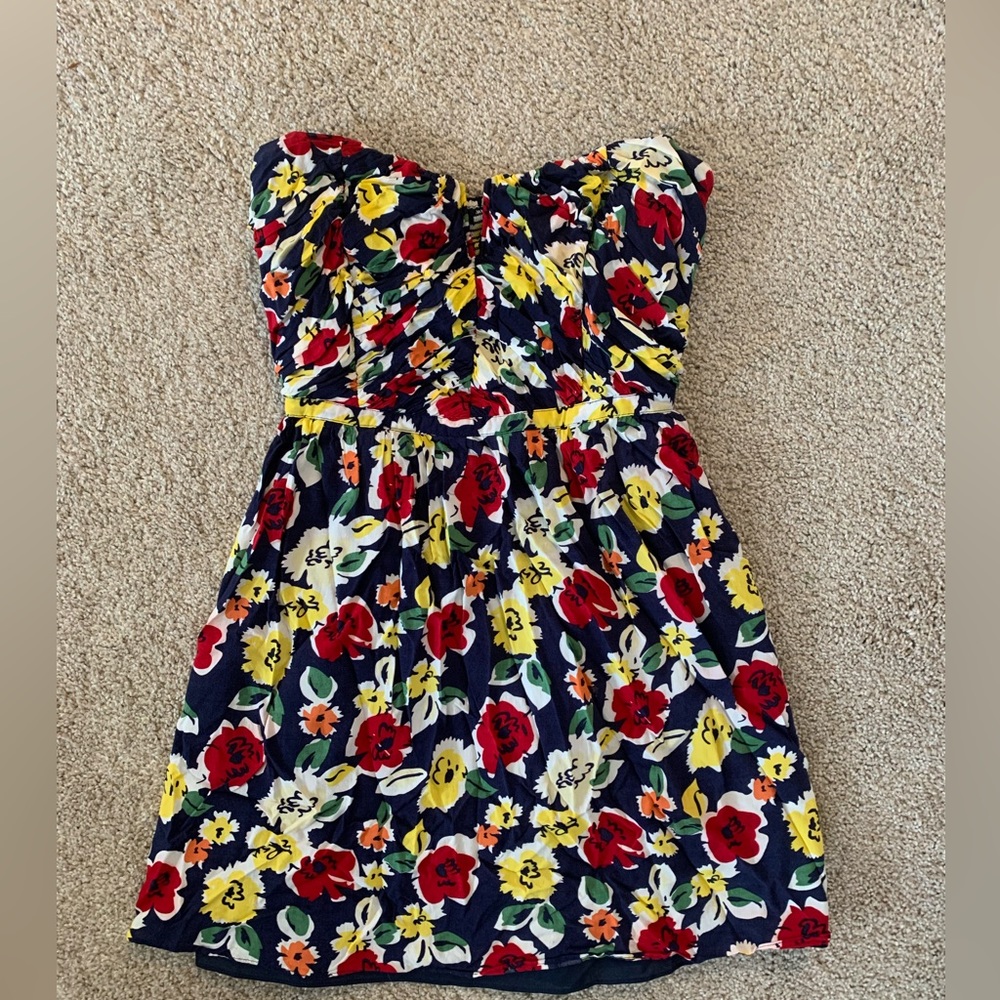 Urban Outfitters strapless floral dress with keyhole back